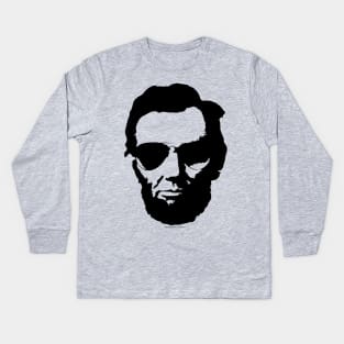 Cool Abraham Lincoln Wearing Aviator Sunglasses (Black) Kids Long Sleeve T-Shirt